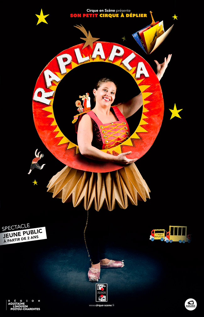 Affiche spectacle de cirque en scène Raplapla