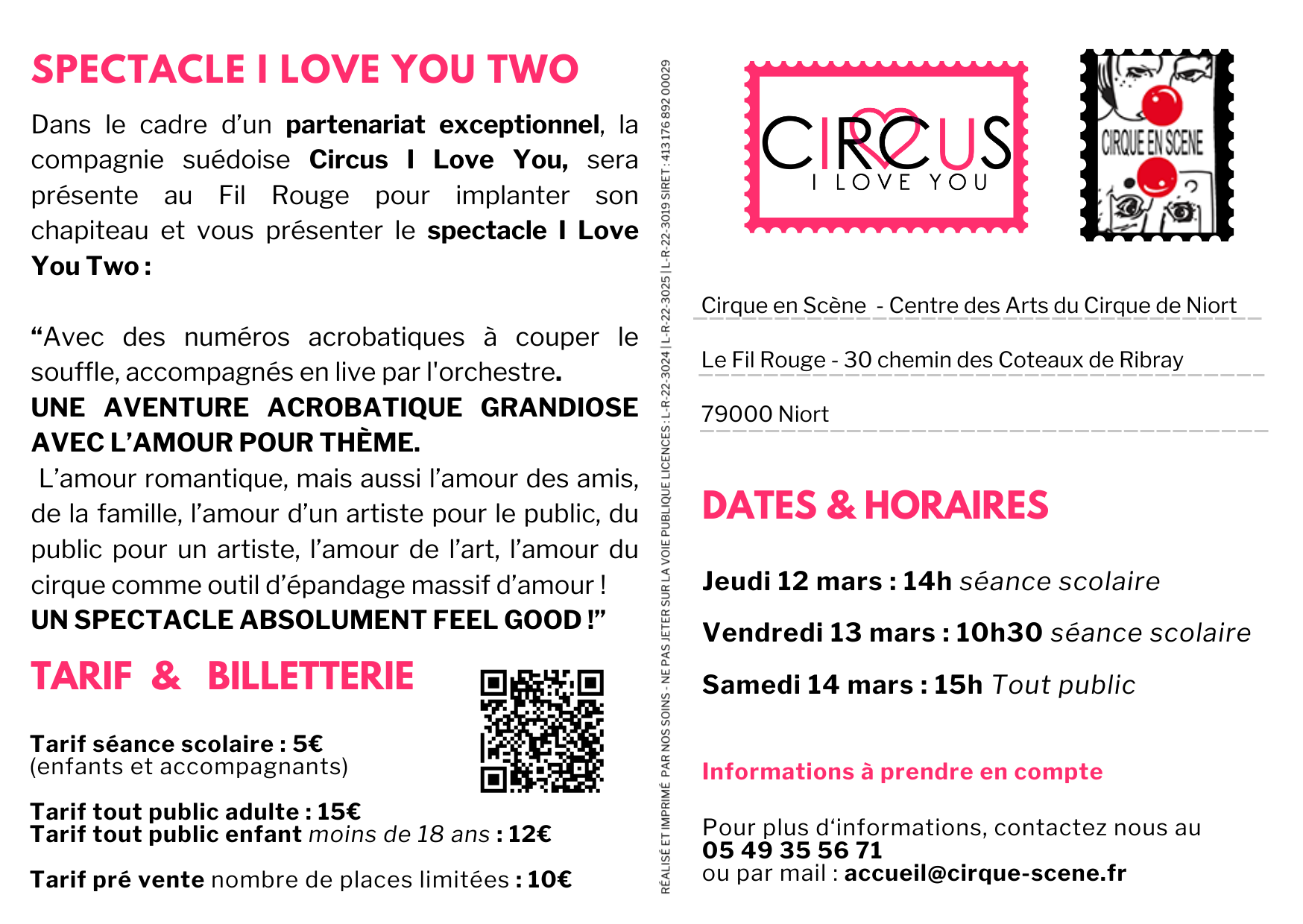 Carte postale Verso Circus I love you